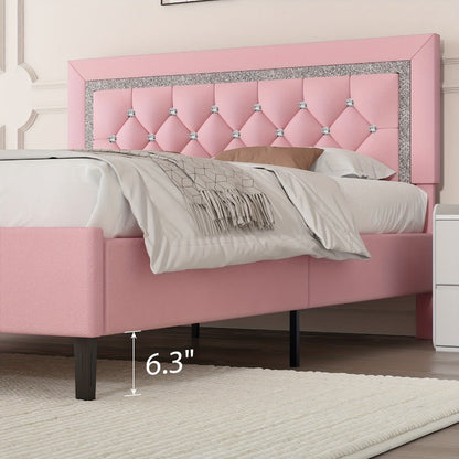 Faux Leather Twin Bed Frame with Solid Wood Construction for Bedroom Comfort and Support detail image - detail view 15