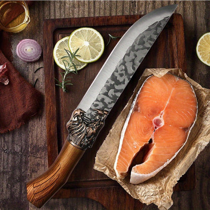 Multi-Piece Kitchen Knife Set with Stainless Steel Labels in Black Three-Piece or Brown Seven-Piece Options