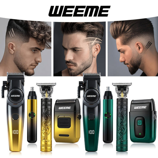 Men's Grooming Gift Box Set – Dragon & Phoenix Design, 2/4pcs Kit with Shaver, Hair Clipper, Nose Hair Remover & T9 Detail Trimmer for Shaving, Hair Cutting & Nose Hair Removal