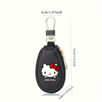 Hello Kitty Key Bag Car Key Organizer – Compact Keychain Pouch with Golden Zipper, Multi-Functional Key Storage Wallet, Cute Sanrio Accessories for Women, Black / Pink / Burgundy / Light Brown