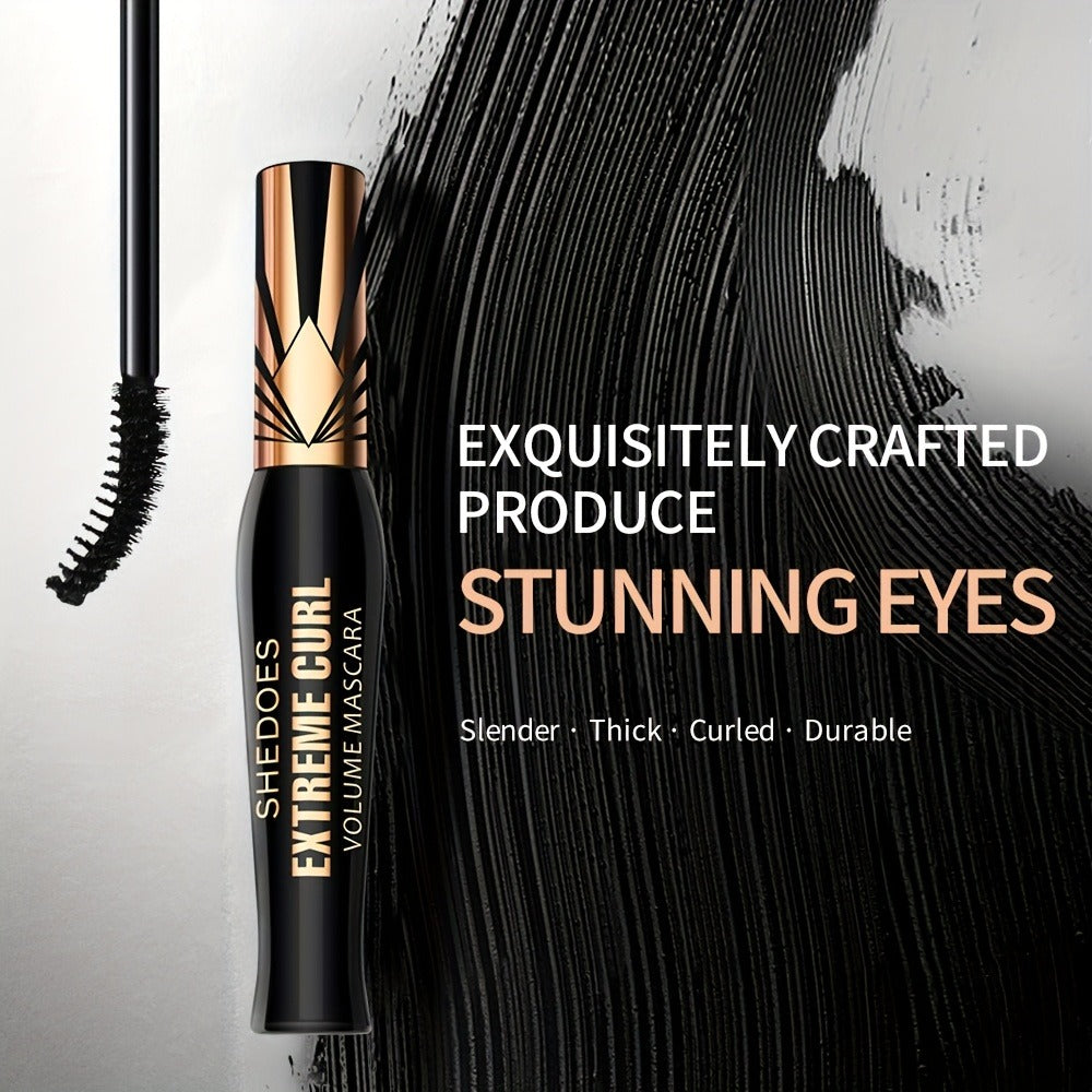 Waterproof Mascara Set 2Pcs Lengthening Volumizing Thick Curly Lashes Natural Extension Long-Lasting Smudge-Proof Crown Mascara for Women All-Day Wear