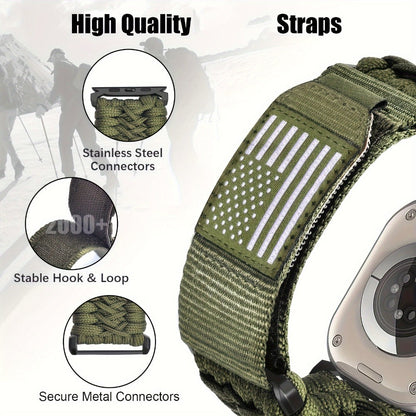 Watch Band with Woven Nylon Loop, Adjustable Metal Buckle and Three Wrist Ranges for Apple Watch Sizes