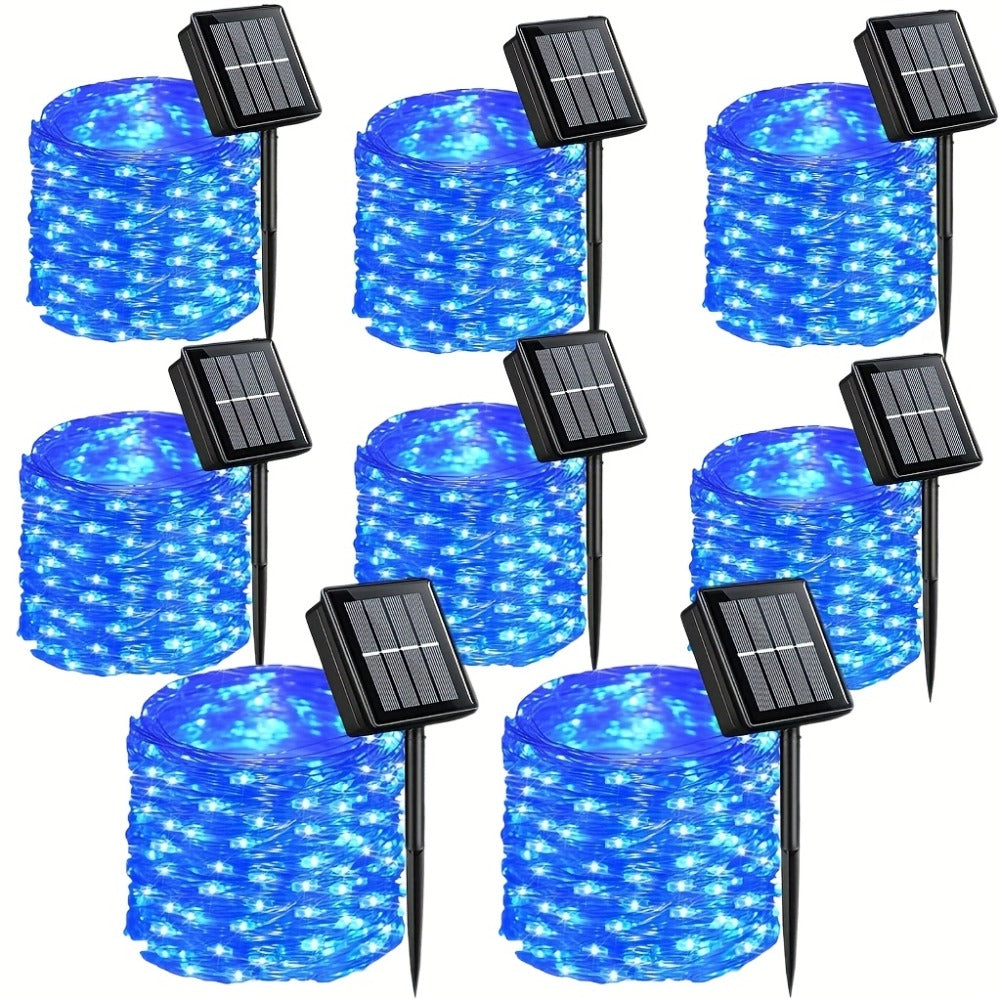 String Lights, 110-LED Solar Copper-Wire Fairy Lights with Eight Modes, Four Colors and 2-, 4- or 8-Pack Options