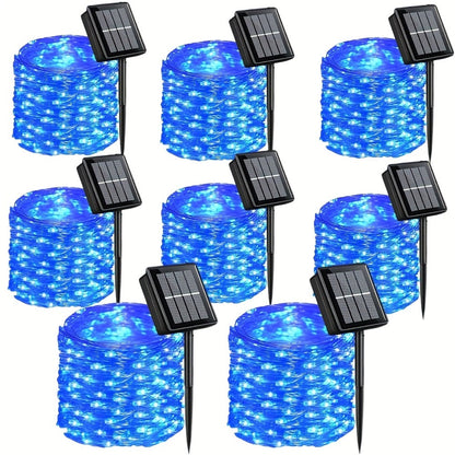 String Lights, 110-LED Solar Copper-Wire Fairy Lights with Eight Modes, Four Colors and 2-, 4- or 8-Pack Options