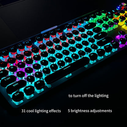 Mechanical Keyboard with Retro Round Keycaps, Green Switches, RGB Backlighting and Multifunction Control Knob