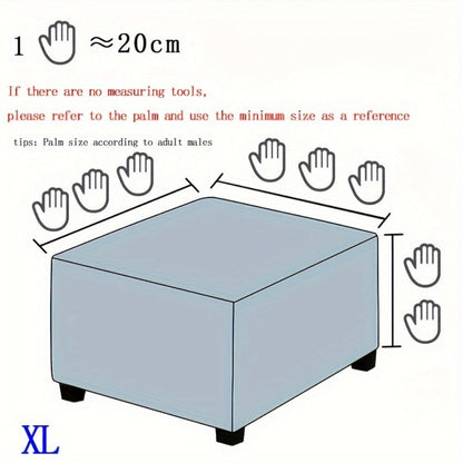 Square Ottoman Cover with Elastic Band in Six Color Labels and L or XL Size Options for Home and Office Footstools