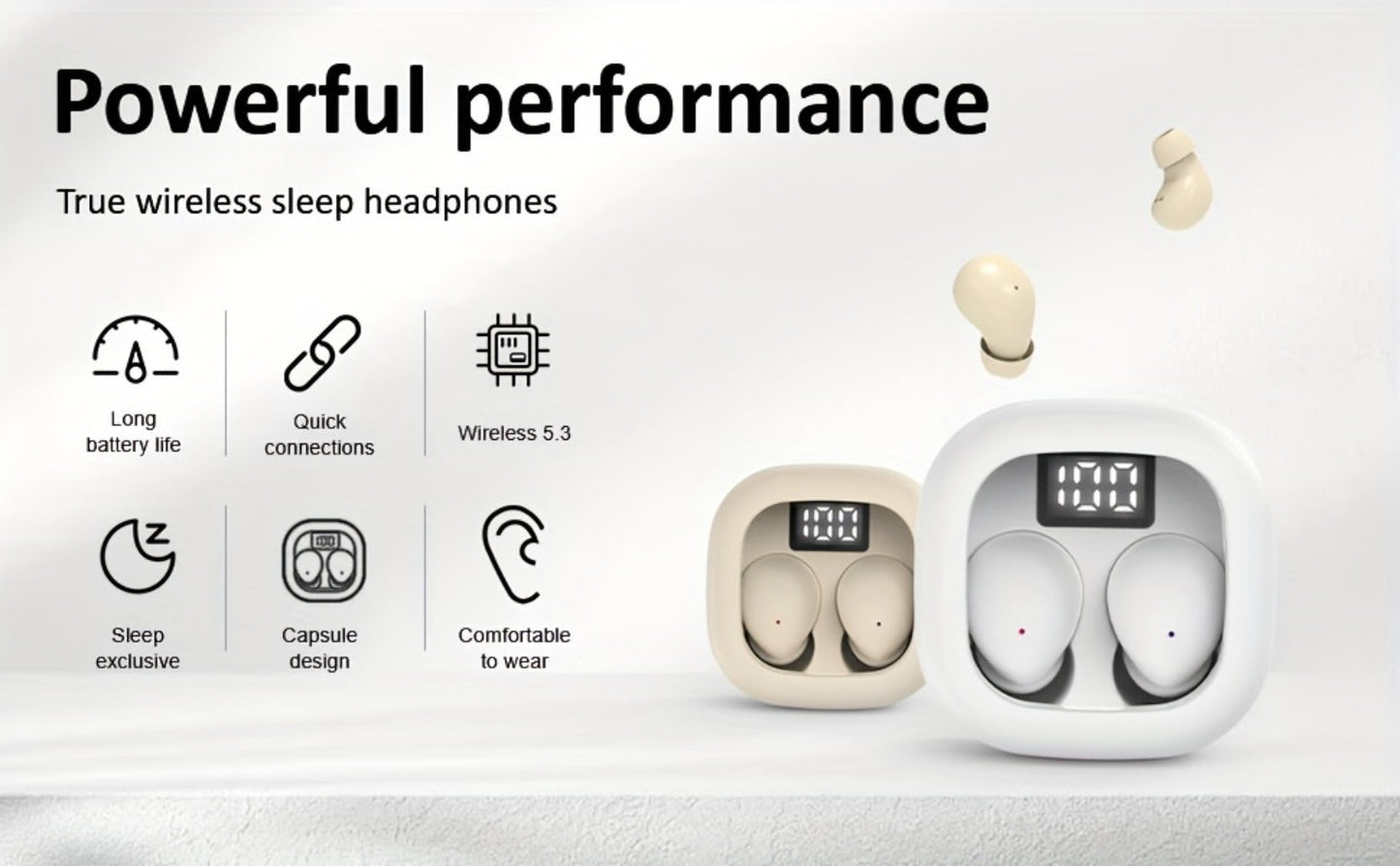 Wireless Earbuds MSHUKCOE Ultra-Thin Sleep and Game Modes with Low Latency and Dual Noise Reduction