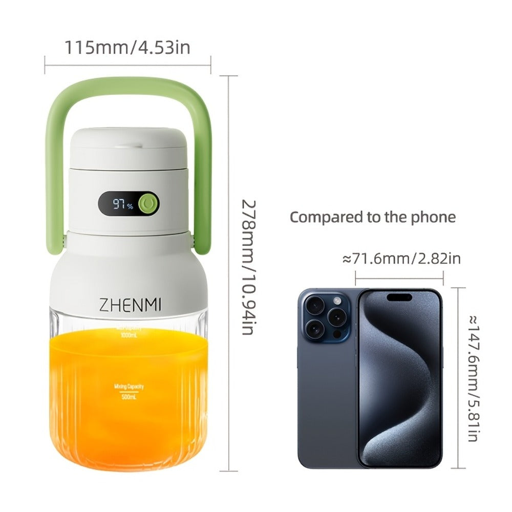 Cordless Portable Blender 33oz USB Rechargeable - Ice Crushing Blender for Smoothies & Shakes