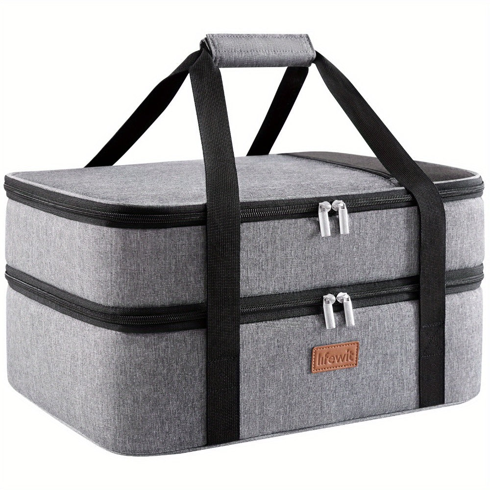 Insulated Casserole Carrier, 15.7-Inch Baking Dish Bag in Single or Double-Deck Configurations