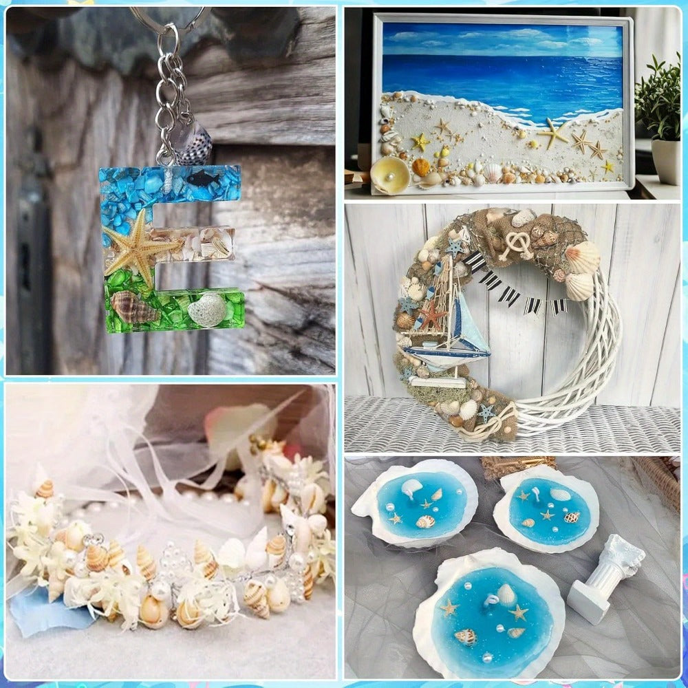 Tiny Seashells Starfish Bulk Set Beach Decor Crafts Vase Filler for Entryways, Bedrooms and Living Spaces