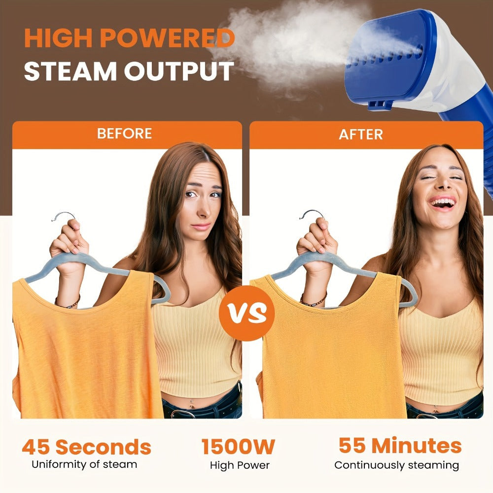 1500W Floor-Standing Garment Steamer with 1.8L Tank, 45-Second Heat-Up and Up to 60-Minute Steam Label