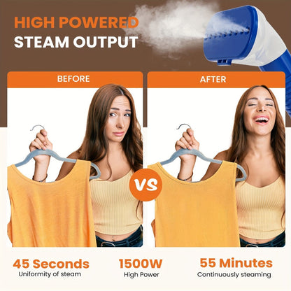 1500W Floor-Standing Garment Steamer with 1.8L Tank, 45-Second Heat-Up and Up to 60-Minute Steam Label