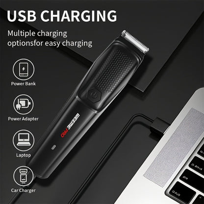 Beard Trimmer for Men - Professional Hair Clipper Electric Razor Zero Gapped T-Blade Edger Liner Cordless Rechargeable Mustache Trimmer Grooming Kit for Body Face Neck Black