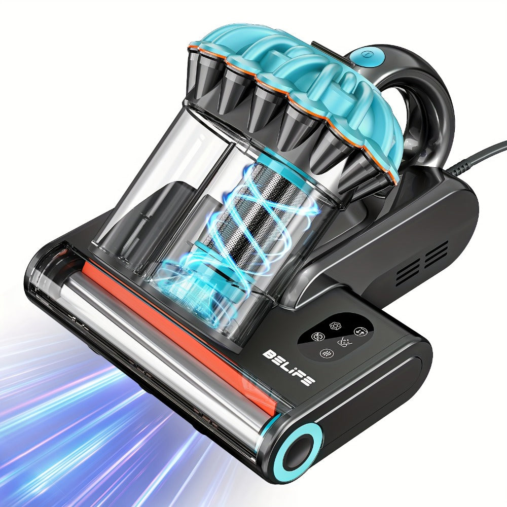 Corded Mattress Vacuum Cleaner with 550W 20000Pa Labels, Blue Trim, Dual Cyclone Cups and Filter