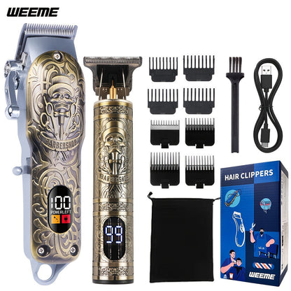 Hair Clipper WEEME Dragon and Phoenix Two-Tool Set with USB-C Charging, Four Guide Combs and Three Finishes