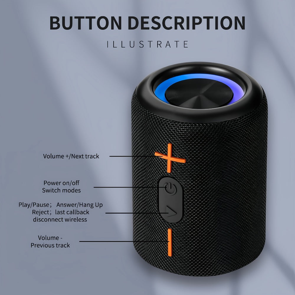 Portable Bluetooth Speaker S10 with RGB Breathing Lights, Dual-Channel Pairing and Battery or USB Power