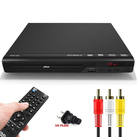 DVD Player for Seniors Region Free 1080P with USB Port & AV Cable – Simple Remote Control, Easy Setup, Plays DVD SVCD VCD CD-R MP3, Home Theater & Gift for Elderly, US Plug, Black