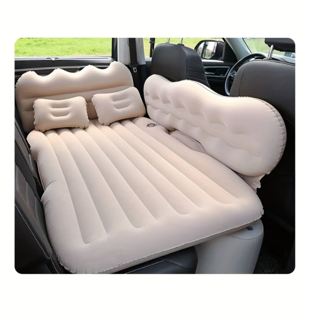 Inflatable Car Bed Plush Folding Design with Storage Bag & Tool Kit Soft Skin-Friendly Comfortable Outdoor Car Air Mattress for Camping Travel Road Trip, Multiple Colors