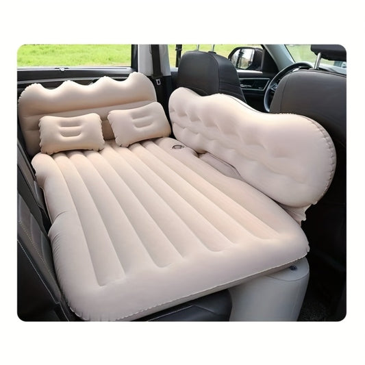 Inflatable Car Bed Plush Folding Design with Storage Bag & Tool Kit Soft Skin-Friendly Comfortable Outdoor Car Air Mattress for Camping Travel Road Trip, Multiple Colors