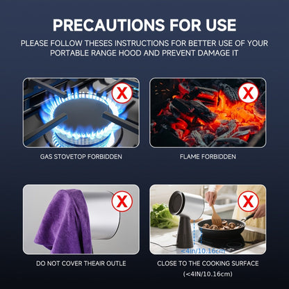 Desktop Range Hood 3-Speed Turbo Ventilation No Installation Required - AMZCHEF Portable for Home Cooking, Dining and Outdoor Meals