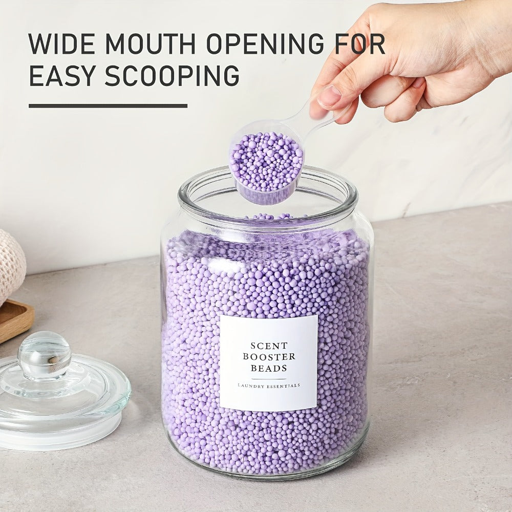 Wide-Mouth Glass Storage Canisters with Lids, Labels and Spoons in Five Pack Configurations