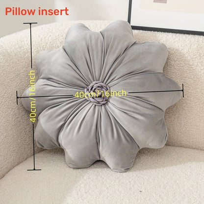 Round Flower Shaped Throw Pillow with Insert 16 Inch Soft Knit Decorative Cushion Machine Washable Zipper for Sofa Bed Car Home Decor 5 Colors