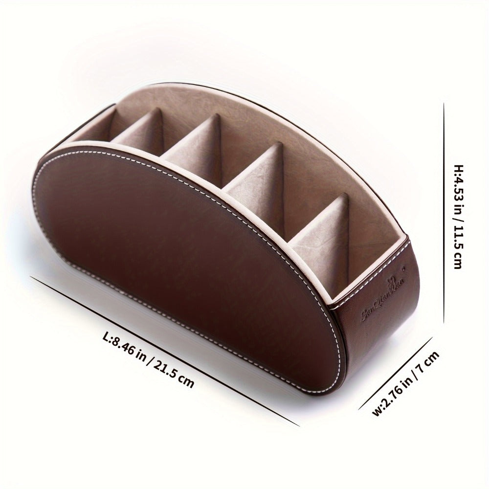 Five-Compartment PU Leather Remote Control and Desk Organizer Caddy with Nine Color and Print Options