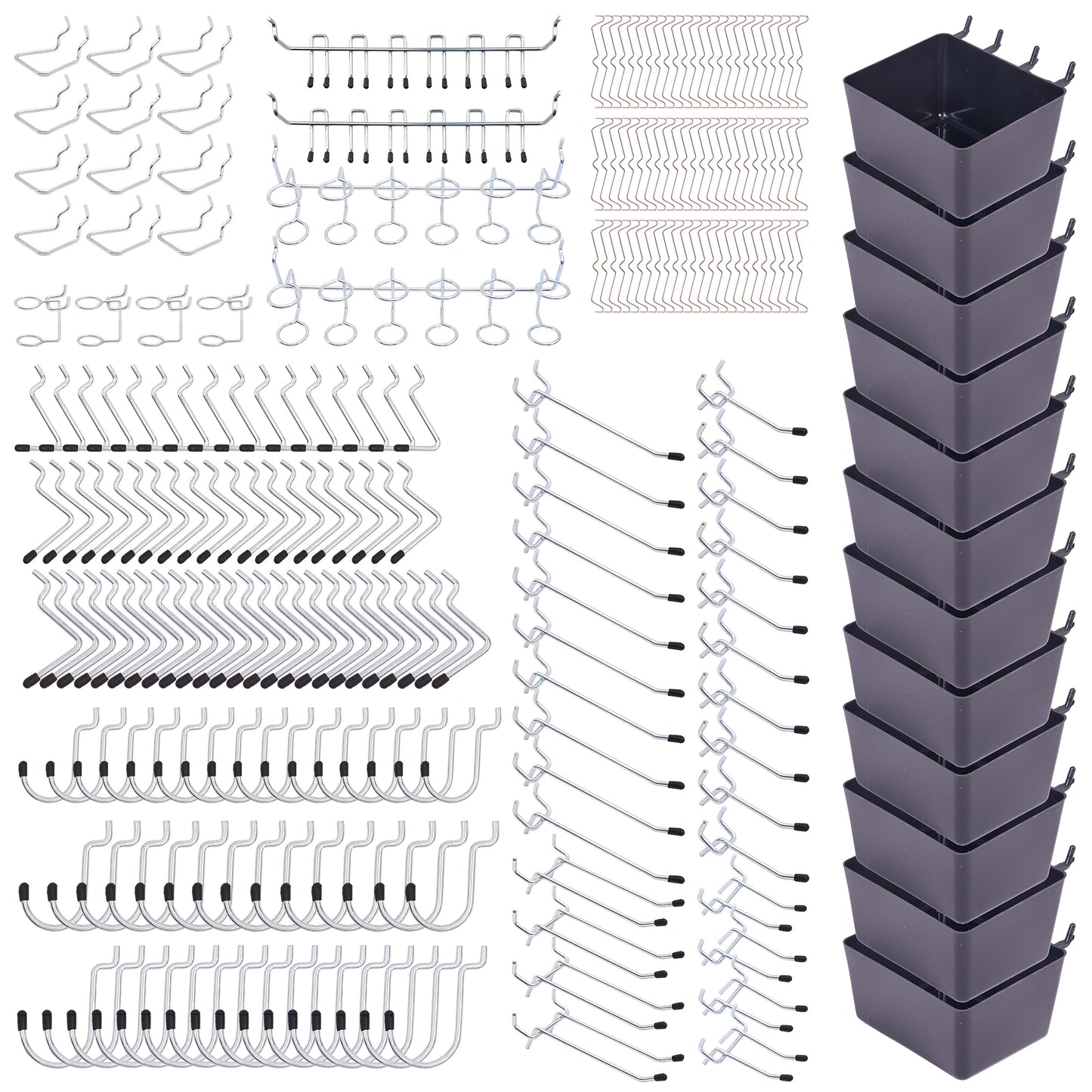 Pegboard Hook Organizer Kit, 278-Piece Bin and Hook Assortment for 1/8- and 1/4-Inch Tool Boards