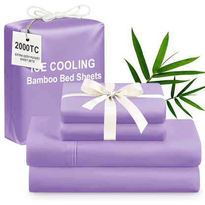 Four-Piece Rayon-from-Bamboo Sheet Set in 12 Solid Colors for Twin, Full, Queen or King Beds