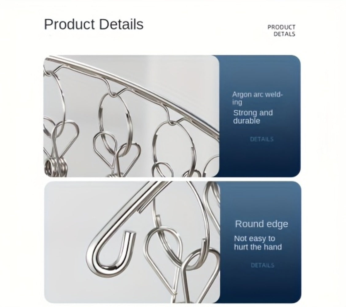 Stainless Steel Hanging Laundry Drying Rack with Square or Round Frame and 30, 40 or 50 Garment Clips
