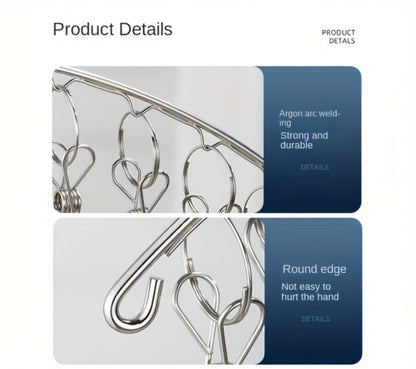 Stainless Steel Hanging Laundry Drying Rack with Square or Round Frame and 30, 40 or 50 Garment Clips