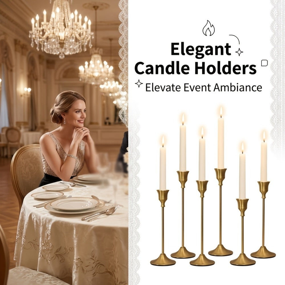 Copper Plated Candlestick Holders Bulk Set – Retro Minimalist Taper Candle Holders for Wedding Birthday Christmas Dining Table Fireplace Decor