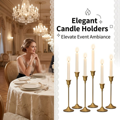 Copper Plated Candlestick Holders Bulk Set – Retro Minimalist Taper Candle Holders for Wedding Birthday Christmas Dining Table Fireplace Decor