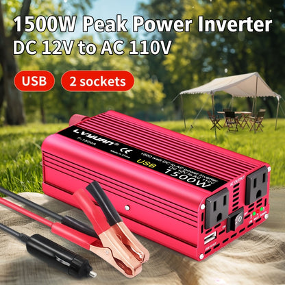 Car Power Inverter 500W 12V to 110V AC Outlet Converter with QC3.0 USB Port for Vehicle Boat Truck RV Portable Auto Power Adapter 200W Rated American Standard Socket Black Red