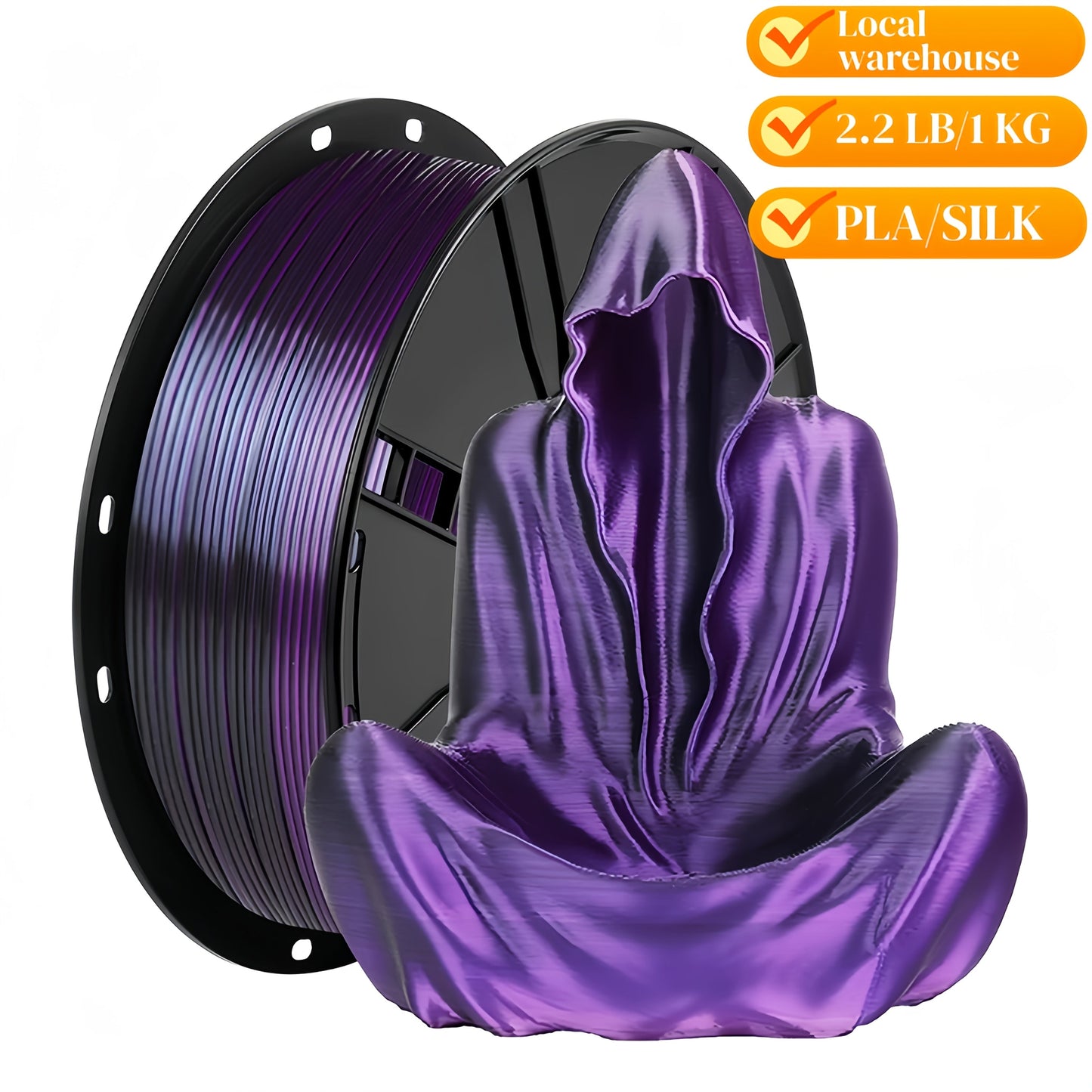 High Gloss PLA Filament 1.75mm 1kg Low Warping – Black White Dual Tri Rainbow Multicolor 3D Printer Filament ±0.02mm | Shiny PLA Spool for Creality Ender 3 5 Neo Bambu Lab Prusa FDM Printers