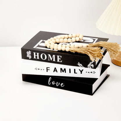 Three-Piece Faux Decorative Book Set with Industrial-Inspired Covers for Shelf or Office Styling