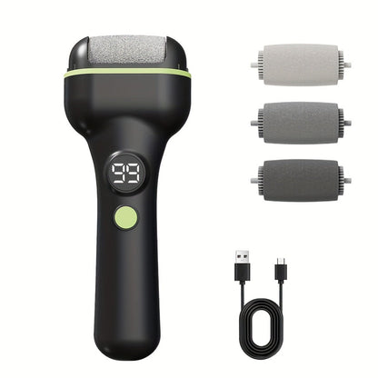 Foot Callus Remover Electric Rechargeable 3 Interchangeable Grinding Heads LCD Display Portable Electronic