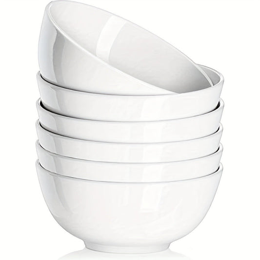 Ceramic Bowls Set 22oz White Porcelain - Dishwasher & Microwave Safe Soup Bowls for Kitchen, Cereal, Ramen, Oatmeal, Salad & Rice - Polished Finish Round Bowls Available in 4 or 6 Piece Sets