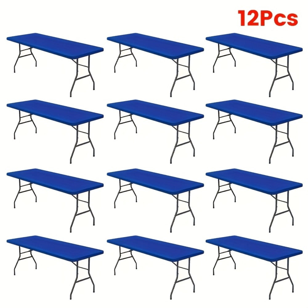 Tablecloth Elastic Cover Set for 6-Foot Rectangle Tables in 3, 6, 9 or 12 Pieces and Three Colors