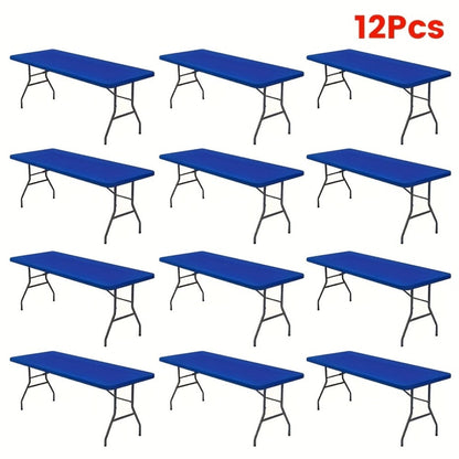 Tablecloth Elastic Cover Set for 6-Foot Rectangle Tables in 3, 6, 9 or 12 Pieces and Three Colors