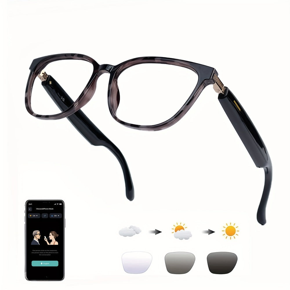 Smart Glasses 160-Language Translation Eyewear with Bluetooth 5.3 Open-Ear Audio and 18 Frame Options