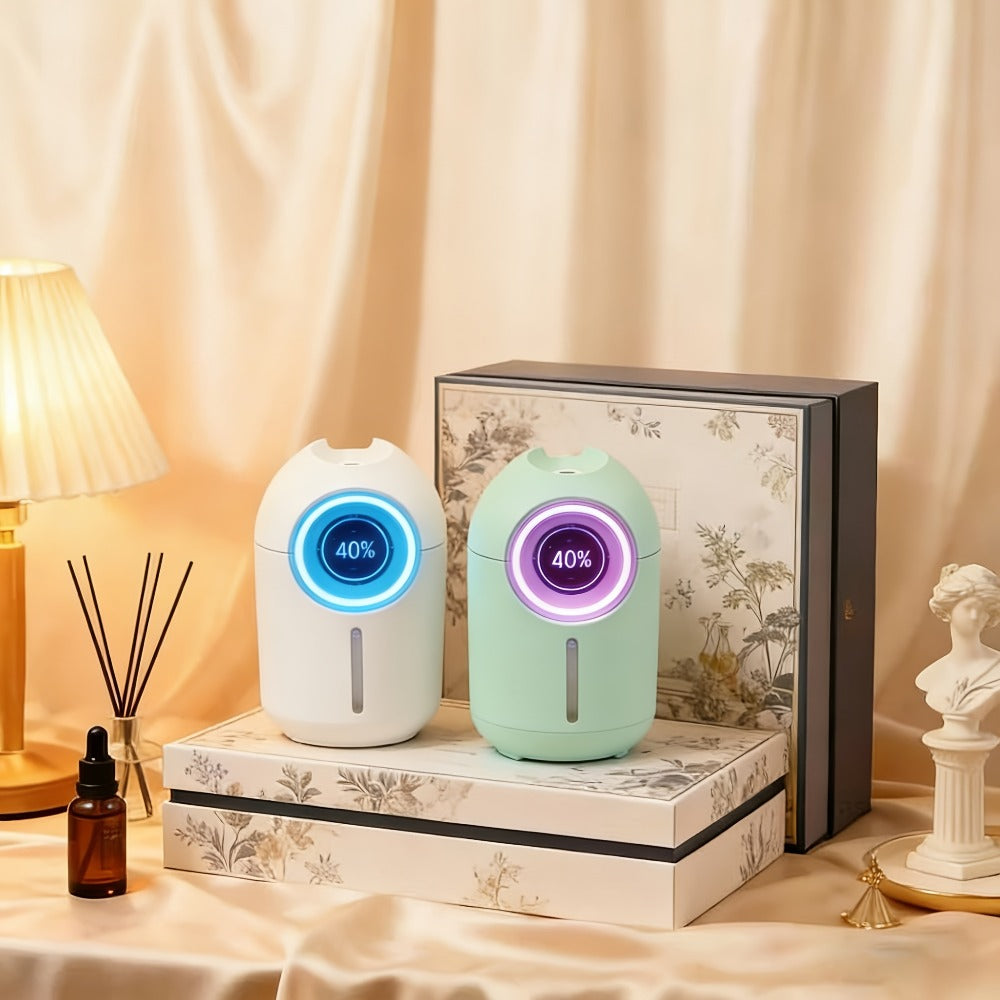 Humidifier 3-Piece Mini Set with Adjustable Mist, Soft LED Light and White-Green Color Combinations