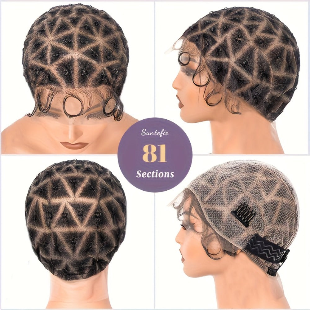 Adjustable Double-Lace Braided Wig Cap with Baby Hair in 81-, 109-, 111- or 120-Section Options