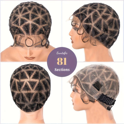Adjustable Double-Lace Braided Wig Cap with Baby Hair in 81-, 109-, 111- or 120-Section Options
