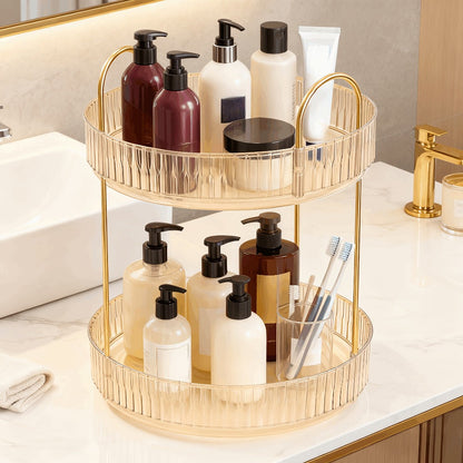 Rotating Multi-Level Makeup Organizer with Detachable Trays and 12 Exact Color-and-Layer Options