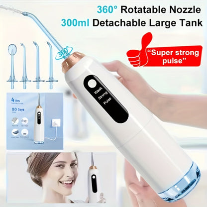 USB Rechargeable Electric Toothbrush and Water Flosser Set with Three Modes, Four Heads and Four Nozzles