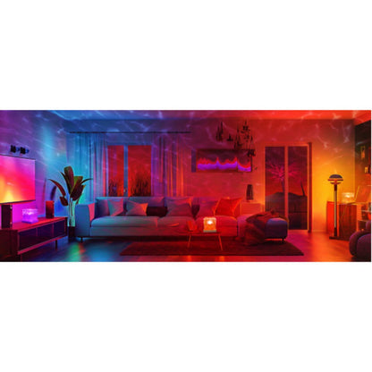 RGB Night Light Rechargeable 16-Color Ocean Wave Projection Lamp - Rotating Flame Water Ripple Remote Dimming for Bedroom Bar Restaurant Display Cabinet Decor