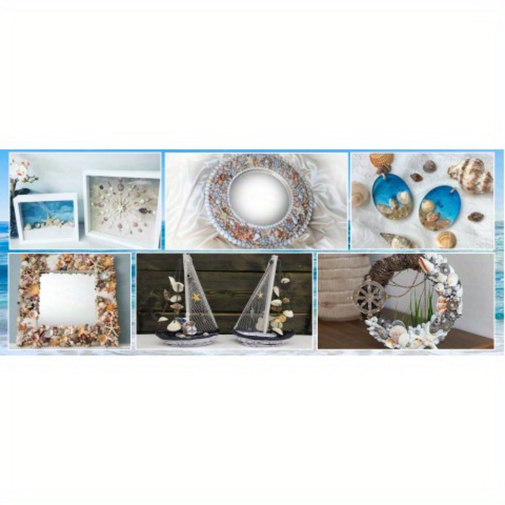 Tiny Seashells Starfish Bulk Set Beach Decor Crafts Vase Filler for Entryways, Bedrooms and Living Spaces
