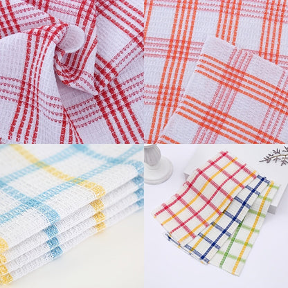 Twelve-Piece Assorted Plaid Kitchen Dishcloth Set with Square Woven Cloths in Random Check Styles
