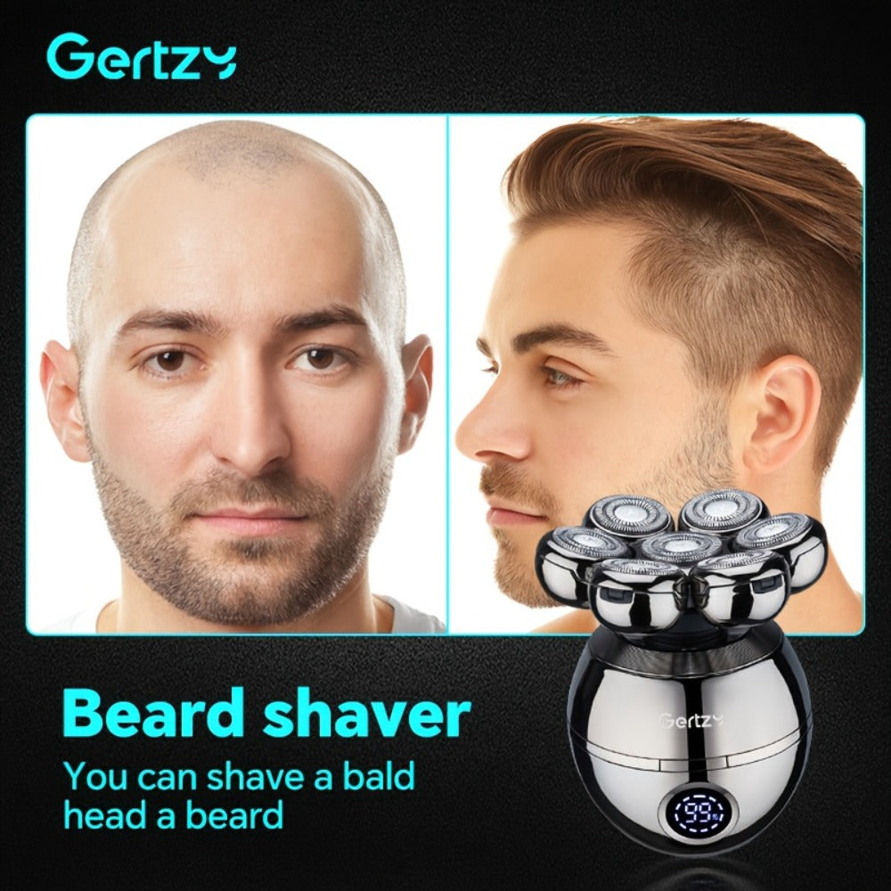 Electric Shaver 5-in-1 Rotary Grooming Kit with Hair Clipper, Nose Trimmer, Brush and Massager in Silver or Gold